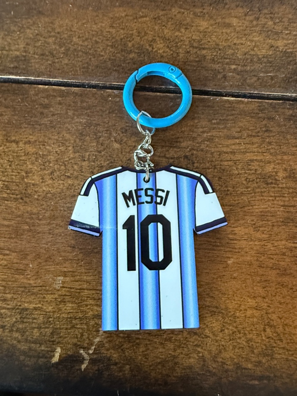 Messi #10 Argentina Stripe Jersey Keychain - Blue & White